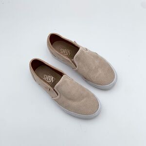 Vans woman’s dusty rose pink Perforated Slip-On Suede leather shoes size 7.5